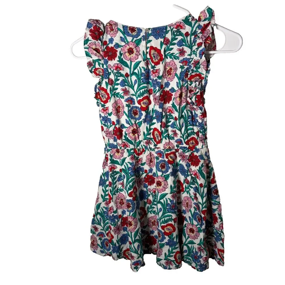 Vineyard Vines Dress Girl's Small Floral V-Neck Ruffle Sheath Colorful 7-8